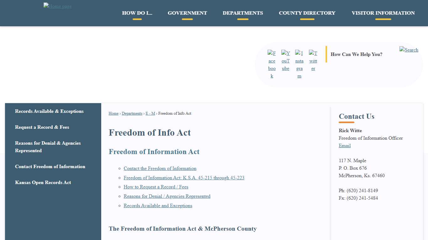 Freedom of Info Act | McPherson County Official Website