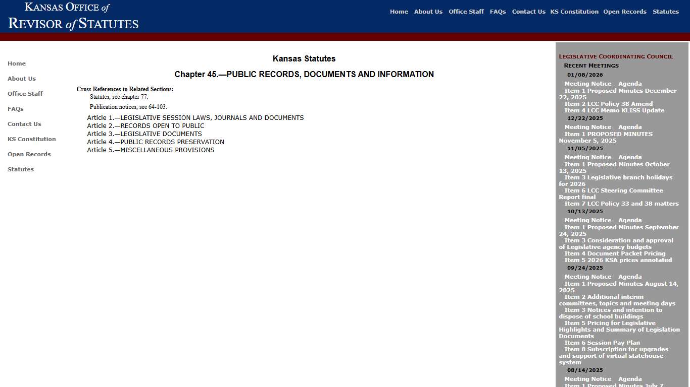 Chapter 45.—PUBLIC RECORDS, DOCUMENTS AND INFORMATION